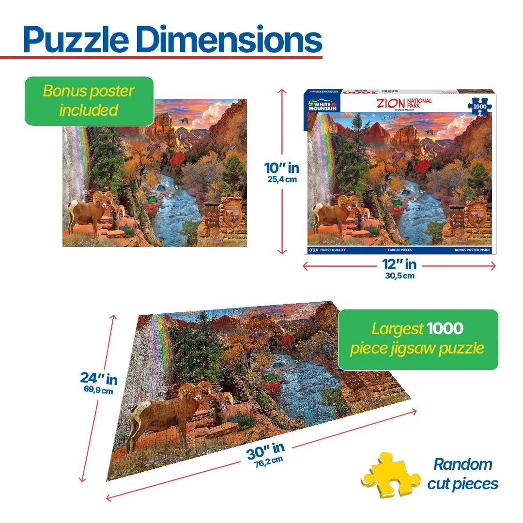 1000 Piece Jigsaw Puzzle - Zion National Park (1940pz) – White