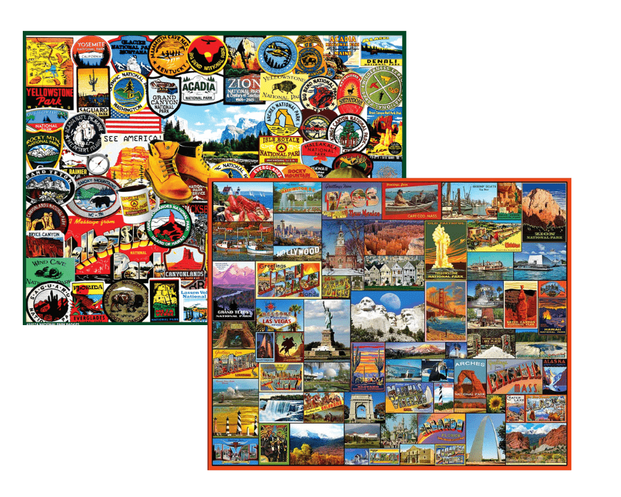 Set of 2: Travel Puzzle Bundle 1000 Piece – White Mountain Puzzles