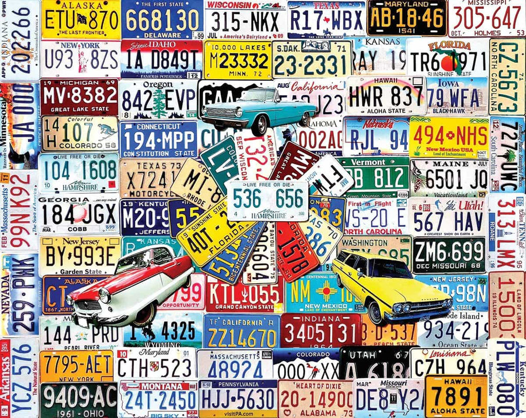 License Plates (961pz) - 1000 Piece Jigsaw Puzzle